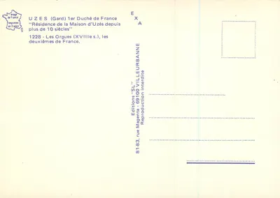 Les Orgues (XVIIIe s.) — UZÈS (Gard), 1er Duché de France — Wydawnictwo 'SL' — Rewers