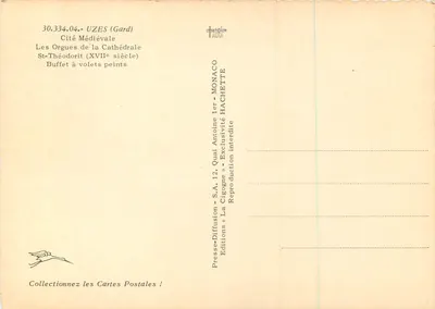 Órgãos da Catedral — UZES (Gard) — Editor La Cigogne — Verso