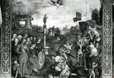 Bolonha - S. Giacomo Maggiore — Martírio dos SS. Valérien e Tiburzio (1504-6) — Ediz. PP. Agostiniani