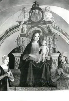 Bologna - Igreja de S. Giacomo Maggiore — Virgem no trono por Lorenzo Costa (1488)