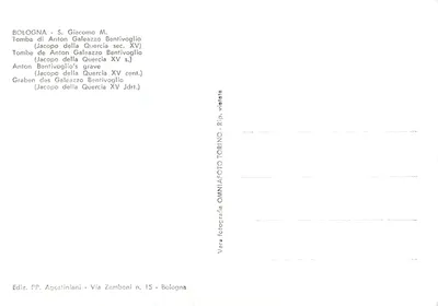 Tumba de Anton Galeazzo Bentivoglio — Século XV — Ediz. PP. Agostiniani — Verso