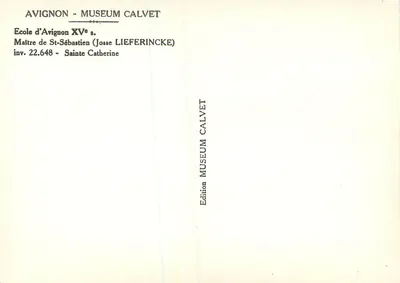 Święta Katarzyna Aleksandryjska — Szkoła z Avignonu, XV wiek — Wydawnictwo Museum Calvet — Rewers