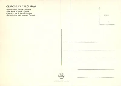 Certosa di Calci (Pisa) — vista interior da fachada — editor Marconi Seneve, n° 95166 — Verso