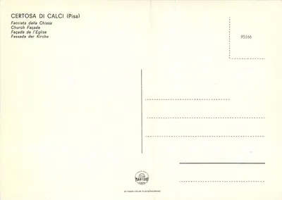 Certosa di Calci (Pisa) — fasada kościoła — wydawnictwo Marconi, n° 95166 — Rewers