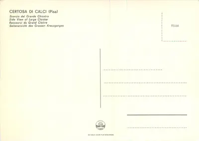 Certosa di Calci (Pisa) — widok z wielkiego klasztoru — Wydawnictwo Marconi — Rewers
