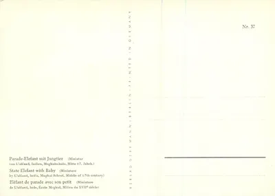 Paradowy słonko z małym — Szkoła Mogulu, połowa XVII wieku — Verlag Gerbmann, Berlin, n° 37 — Rewers