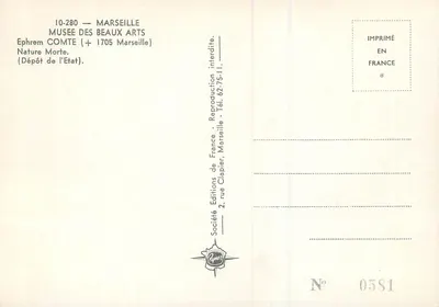 Natureza Morta — Ephrem COMTE († 1705) — Sociedade das Edições da França, n° 0581 — Verso