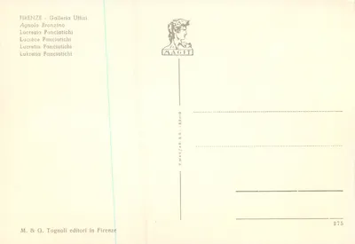 Lucrèce Panciatichi — Retrato de Lucrèce Panciatichi — M. & G. Tognoli, n°275 — Verso
