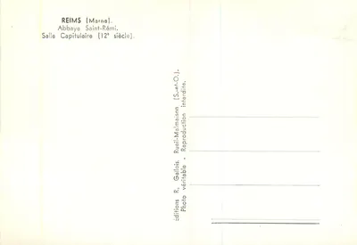 Reims (Marne) — Abp. Saint-Rémi, Sala Kapitularna (12. wiek) — Wydawnictwo R. Gallois, Rueil-Malmaison — Rewers