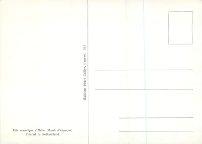 Archaiczna twarz Heri — Muzeum Olimpii — Wydawnictwo Pierre Callier, Genewa, n°101 — Rewers