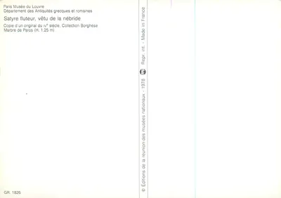 Satyr fluitspeler — kopie van de 4e eeuw, Collectie Borghèse — Éditions de la Réunion des Musées Nationaux, 1978 — Achterkant