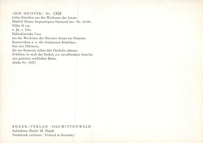 Vaso suditalico — opera dell'atelier d'Asteas — Editore Egger-Verlag, n° 1308 — Verso