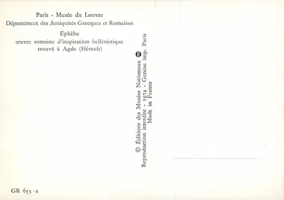 Éphèbe — obra romana de inspiração helenística — Éditions des Musées Nationaux — Verso