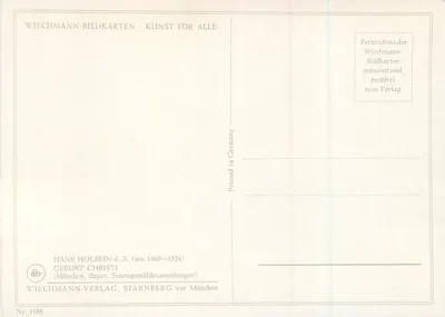 Natividade de Jesus — Hans Holbein d. Ä. — Wiechmann-Verlag, série n° 1188 — Verso