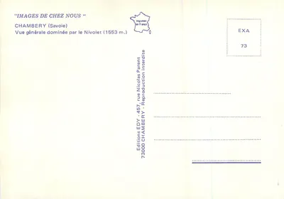 Chambery (Savoie) — Vista geral dominada pelo Nivolet (1553 m.) — Edições EDY, 73000 Chambery — Verso