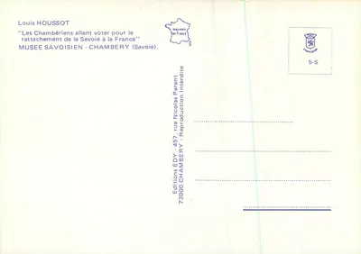 Chambérien idący głosować za dołączenie Savoie do Francji — Louis HOUSSEOT — Musée Savoisien, Chambery — Rewers