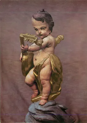 Cérebro músico — estátua de madeira dourada — Kunstmann, Ewig Kinder
