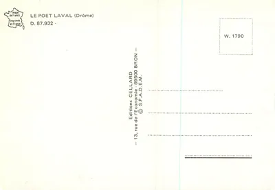 Poët-Laval — vista panorâmica e vestígios do castelo — Éditions Cellard — Verso
