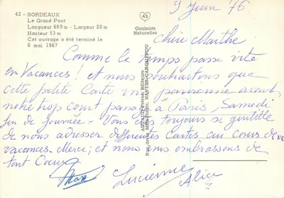 Puente de Burdeos — El Gran Puente — editor Artaud-Frères, Nantes-Carquefou, n°42 — Reverso
