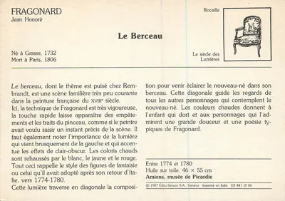 O Berço — Jean Honoré Fragonard — Édito-Service S.A. n° D2 441 10 06 — Verso