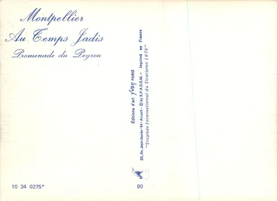Montpellier (Hérault) — Promenade du Peyrou — Wydawnictwo Sztuki Arcueil — Rewers