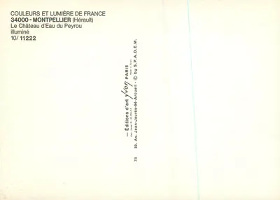 Zamek Wody w Peyrou — oświetlony — Éditions d'art Von Arcueil — Rewers