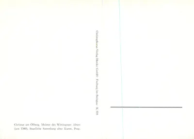 Chrystus na Oliwnym Górze — Mistrz z Altaru Wittingauer — Christophorus-Verlag Herder GmbH, Praga, K 558 — Rewers