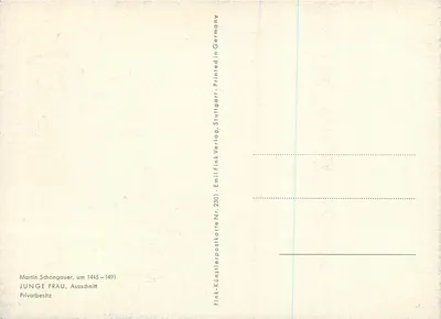 Jovem mulher — detalhe de um retrato — Fink Künstlerpostkarte Nr. 2301 — Verso