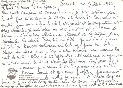 Ilha de Nouméa — Farol de Amédée — Edições Solaris Nouméa, n°700 — Verso