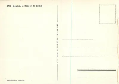 Ginevra, la Baia e il Salève — Edizione O. Sartori, Losanna, n° 8715 — Verso