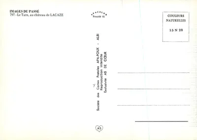 Zamek La Caze — Tarn — Towarzystwo Kart Pocztowych APA-POUX, Albi — Rewers