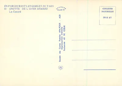 Jaskinia Aven Armand — Kaczka — Towarzystwo Kart Pocztowych APA-POUX, Albi — Rewers