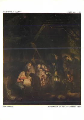 Adoratie van de herders — Rembrandt — National Gallery, Ansichtkaart No. 1150