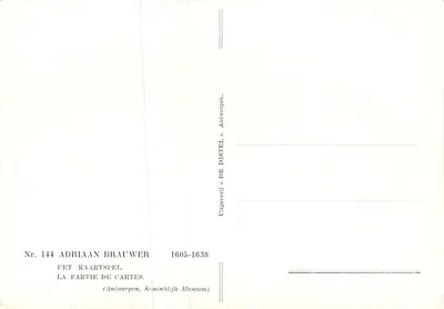 Gra w karty — Adriaan Brauwer — Uitgeverij De Distel, Antwerpen — Rewers