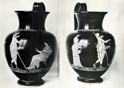 Oinochoe - Polynice e Eriphyle (segunda metade do século V a.C.) — Museu Arqueológico Nacional de Ferrara, necrópole de Spina