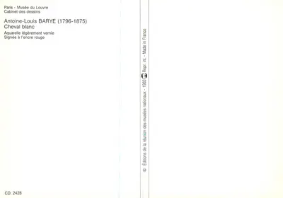 Biały koń — reprodukcja akwareli Barye — Wydawnictwo Muzeów Narodowych, seria CD. 2428 — Rewers