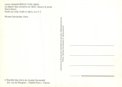 O desembarque dos recrutas em 1807 — diante da porta Saint-Denis — Sociedade dos Amigos do Museu Carnavalet — Verso