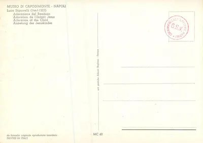 Adorazione del Bambino — Luca Signorelli (1443-1523) — editore Alinari, n° MC 60 — Verso