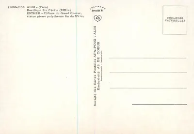 Statua Estery — Bazylika Świętej Cecylii — Albi (Tarn) — Société des Cartes Postales APA-POUX — Rewers
