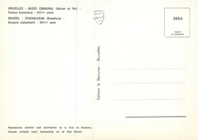 Pato e pato de faiança belga — Século XVII — Edição Bruxelles, n° 2654 — Verso