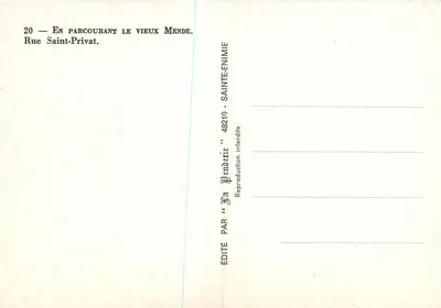 Stare Mende — Rue Saint-Privat — Wydane przez « La Mende » — Rewers