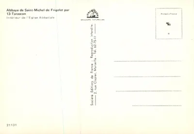 Wnętrze abbatii świętego Michała w Frigolet — Abbatia świętego Michała w Frigolet przez 13-Tarascon — Spółka Wydawnicza Francji — Rewers