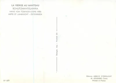 A Virgem com o Manto — Hans von Tübingen (cerca de 1430) — Éditions Abbaye d'Encalcat — Verso