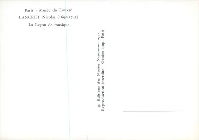 Lekcja muzyki — Nicolas Lancret (1690-1743) — Wydawnictwo Muzeów Narodowych, Paryż 1972 — Rewers