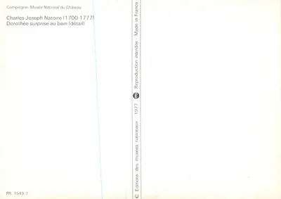 Dorotheée sorprendida en el baño — detalle — Ediciones de los museos nacionales, PR. 1549-1 — Reverso