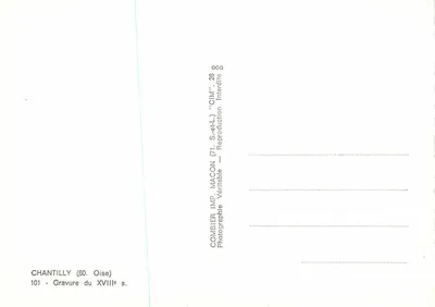 Zamek w Chantilly — widok z parteru Orangerie — rytuał XVIII wieku — Rewers