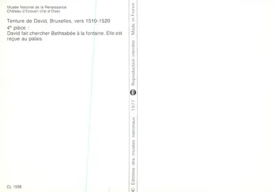 Tentura de Davi buscando Betsabé na fonte — Museu Nacional da Renascença, Castelo de Écouen — Éditions des musées nationaux, 1977 — Verso