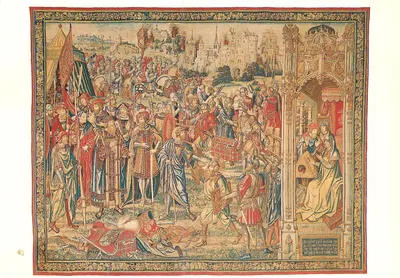 Tentura de David — Diante da cidade incendiada, os soldados recolhem o botim — Museu Nacional da Renascença, Castelo de Écouen