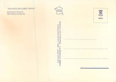 Gentiane Acaule — Gentiana Acaulis — Éditeur EDY, Chambery — Verso