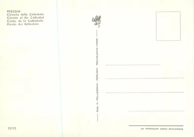 Perugia — Klasztor Katedry — Wyd. N. Pellegrini, n° 35115 — Rewers